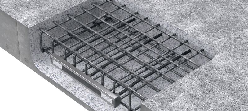 HAC-V Front-of-slab reinforcing bar channel cast-in anchor channels for front-of-slab applications Applications 1