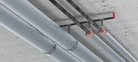 MI-CF LS Refrigeration pipe clamp Galvanised pipe clamp with load sharing for refrigeration applications with a variety of insulation thicknesses Applications 1
