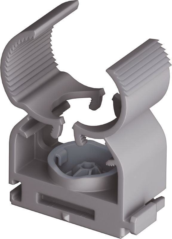 X-FC MX Multi clip Adjustable conduit clamp optimized for collated nails and compatible with a wide variety fastening methods, base materials, and conduit diameters