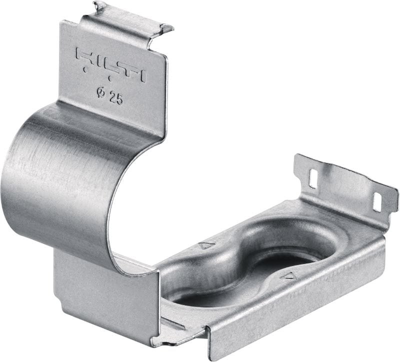 X-SC-FE MX Distance saddle clip Fire-resistant conduit fastener for installing metallic conduits on concrete walls and ceilings with direct fastening tools and collated nails