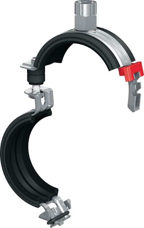 MP-U-G Quick-close low friction pipe clamp Galvanised pipe clamp with low friction inlay and quick closure for maximum productivity in medium-duty applications