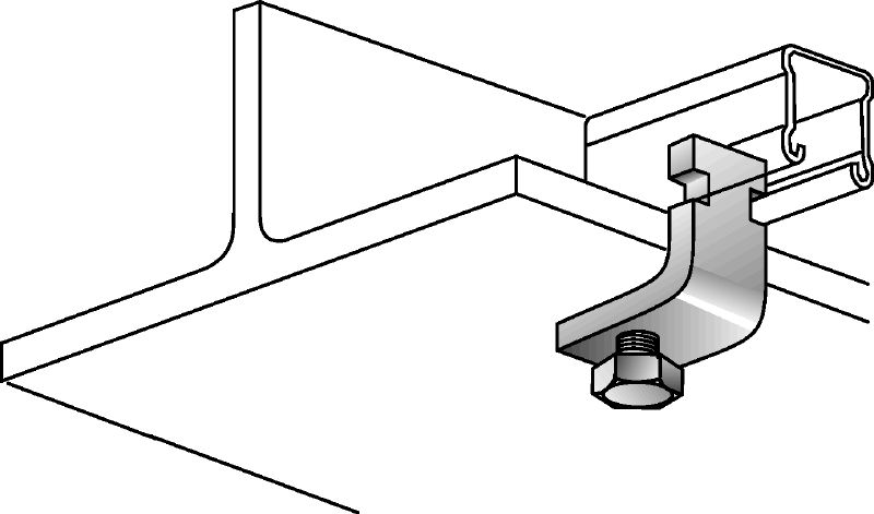 MQT-C-R Beam clamp Stainless steel (A4) beam clamp for connecting MQ strut channels directly to steel beams