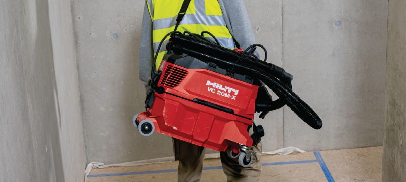 VC 20M-X M-Class dust extractor Powerful dust extractor for connection with power tools and jobsite clean ups (wet & dry), 15l tank Applications 1
