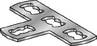 MQV-T-F Hot-dip galvanised (HDG) flat plate connector used for joining channels at right angles