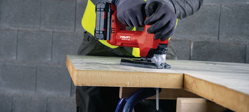 Nuron SJD 6-22 Cordless jigsaw Powerful top-handle cordless jigsaw with optional on-board dust collection for precise straight or curved cuts (Nuron battery platform) Applications 1
