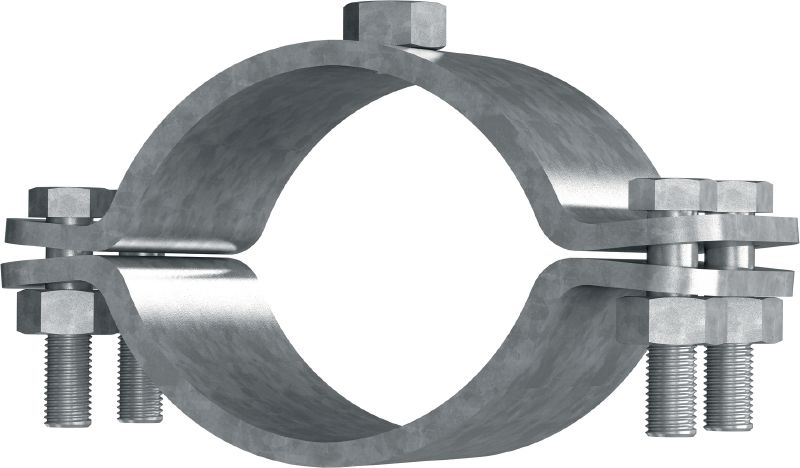 MFP-F Premium hot-dip galvanised (HDG) fixed point pipe clamp for maximum performance in heavy-duty piping applications