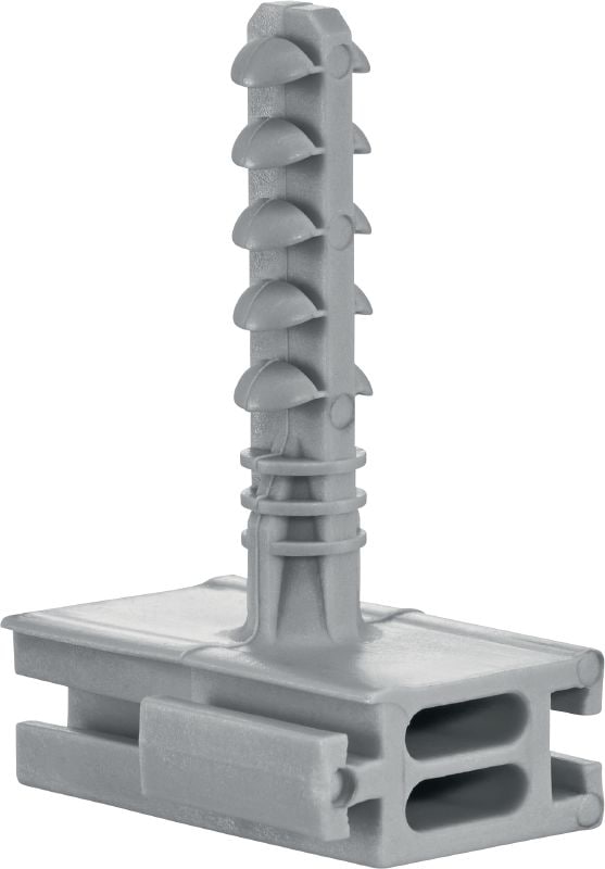 X-EA MX Push fit anchor Plastic push fit anchor for connecting plastic cable/ conduit clips, clamps, and bunched cable holders when anchoring to concrete and masonry