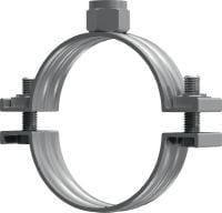 MP-M Standard galvanised pipe clamp without sound inlay for heavy-duty piping applications (metric)