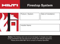 Firestop Label (9 Stickers Per Sheet ) 