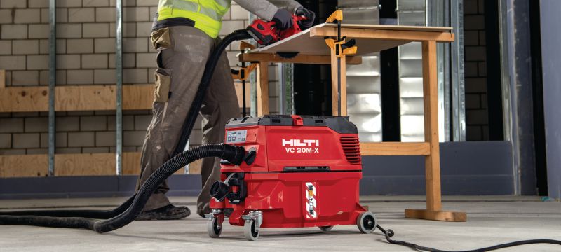 VC 20M-X M-Class dust extractor Powerful dust extractor for connection with power tools and jobsite clean ups (wet & dry), 15l tank Applications 1