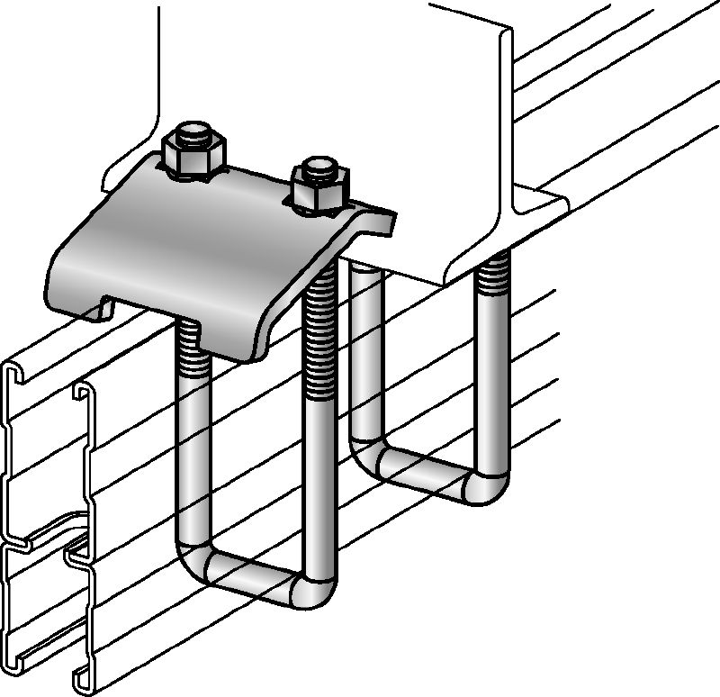 MQT Galvanised beam clamp for connecting MQ strut channels directly to steel beams