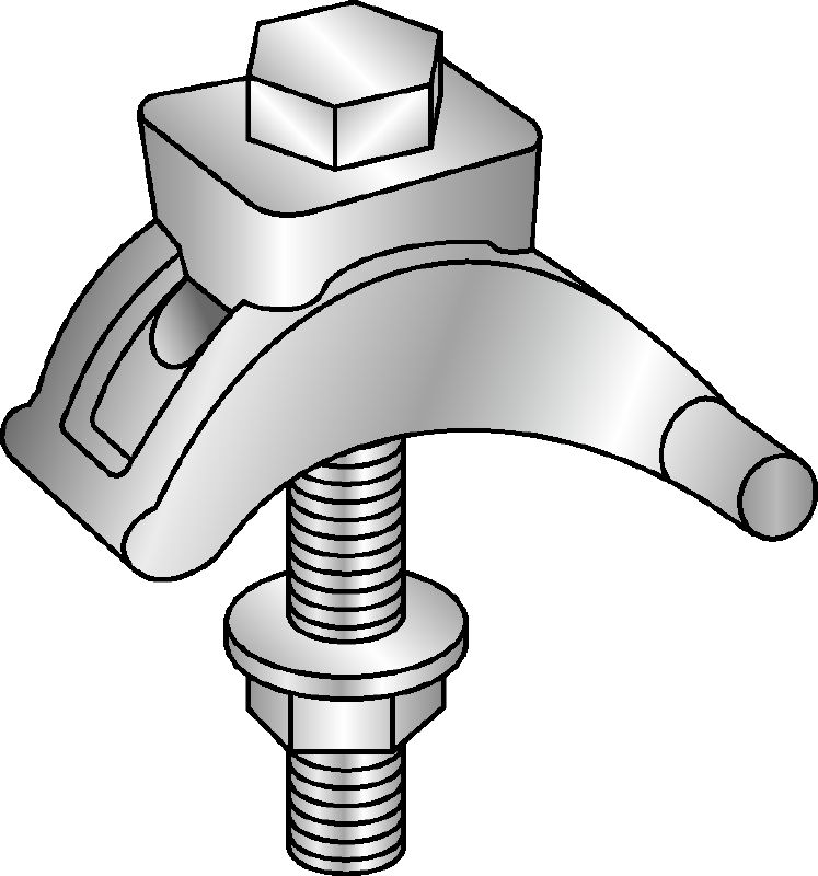 MI-SGC M16 Hot-dip galvanised (HDG) single beam clamp for connecting MI steel baseplates to steel beams