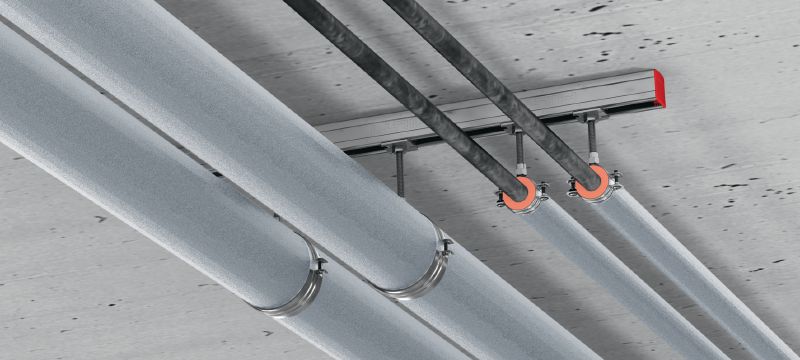 MI-CF LS Refrigeration pipe clamp Galvanised pipe clamp with load sharing for refrigeration applications with a variety of insulation thicknesses Applications 1