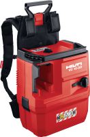Go to slide 3 of 8: VC 10M-22 cordless M-Class dust extractor Compact and powerful cordless dust extractor with optional backpack for connection with power tools and jobsite clean ups (wet & dry), 8l tank (Nuron battery)