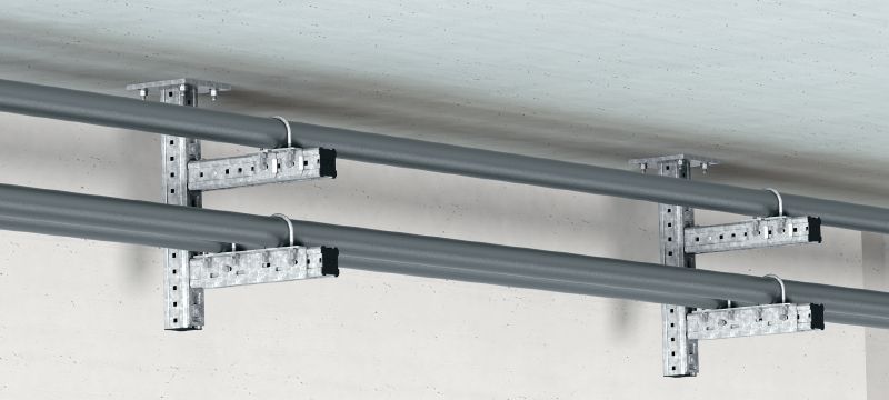 MIC-UB Hot-dip galvanised (HDG) connector for fastening U-bolts to MI girders with greater adjustability Applications 1