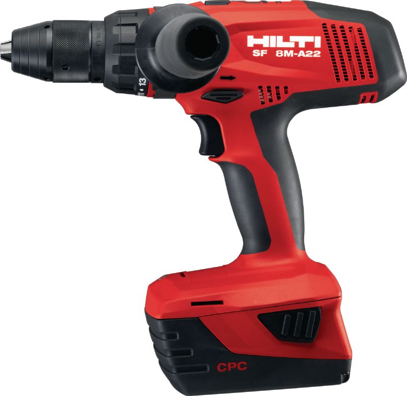 SF 8M-A22 Cordless drill driver Ultimate class 22V cordless drill driver with four-speed gearing and secure chuck for reduced drill bit slippage and high performance in metal drilling applications