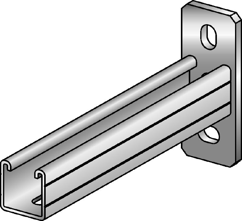 MQK-41/3 Galvanised bracket with a 41 mm high, 3 mm thick single MQ strut channel