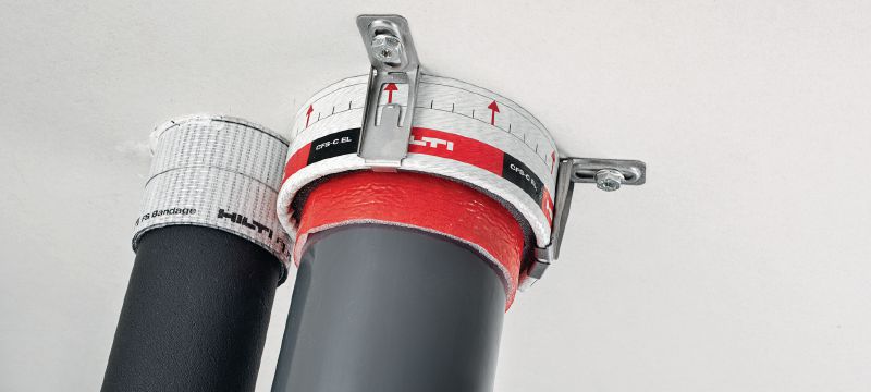 CFS-C EL firestop endless collar Solution to help create a fire and smoke barrier around pipes in non-standard configurations Applications 1