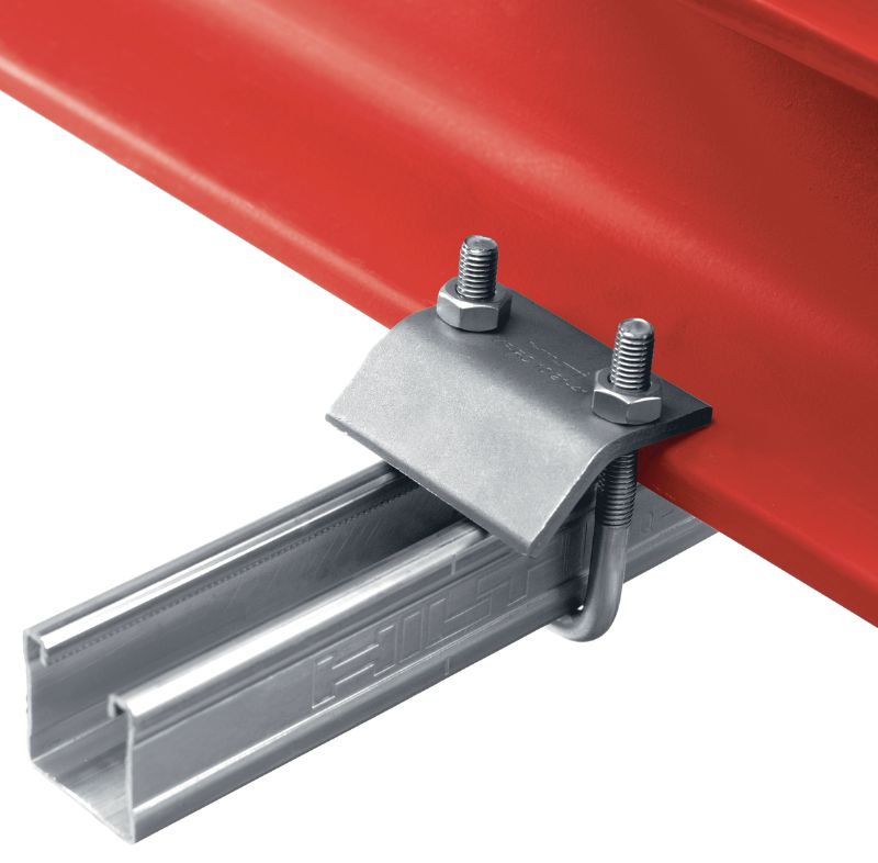 MQT-R Beam clamp Stainless steel (A4) beam clamp for connecting MQ strut channels directly to steel beams