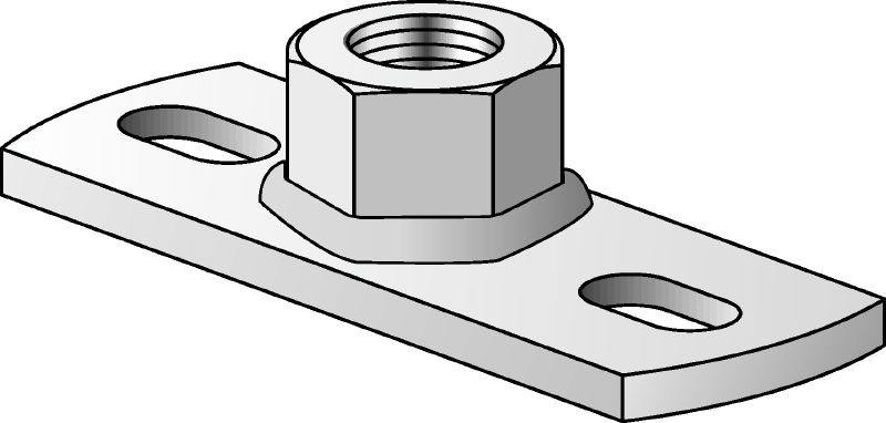 MGM 2 Fixed point base plate Premium galvanised 2-hole base plate for light-duty fixed point applications (metric)