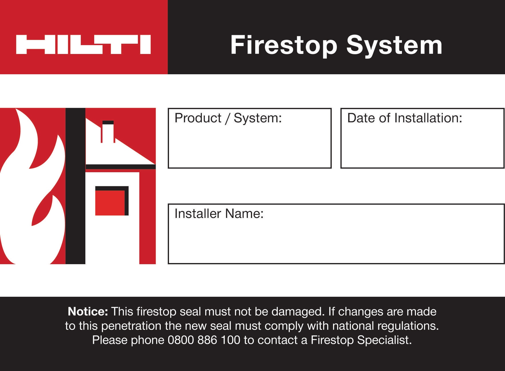 Firestop Label (9 Stickers Per Sheet ) - Firestop stickers ...