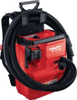 Go to slide 4 of 8: VC 10M-22 cordless M-Class dust extractor Compact and powerful cordless dust extractor with optional backpack for connection with power tools and jobsite clean ups (wet & dry), 8l tank (Nuron battery)
