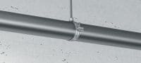 MP-M-F heavy-duty pipe clamp hot-dip galvanised (HDG) pipe clamp without sound insulation for heavy-duty applications Applications 1