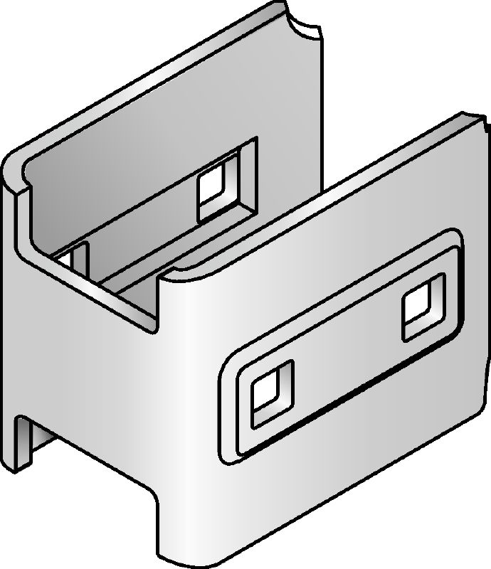 MIQC-SC Hot-dip galvanised (HDG) connector used with MIQ baseplates that allow for free positioning of the girder