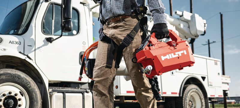 NUN 10K-22 cordless hydraulic pump 10,000 PSI (700 Bar) cordless hydraulic pump for heavy-duty cutting/ crimping and remote cutting underground and armored cables (Nuron battery) – remote control included Applications 1
